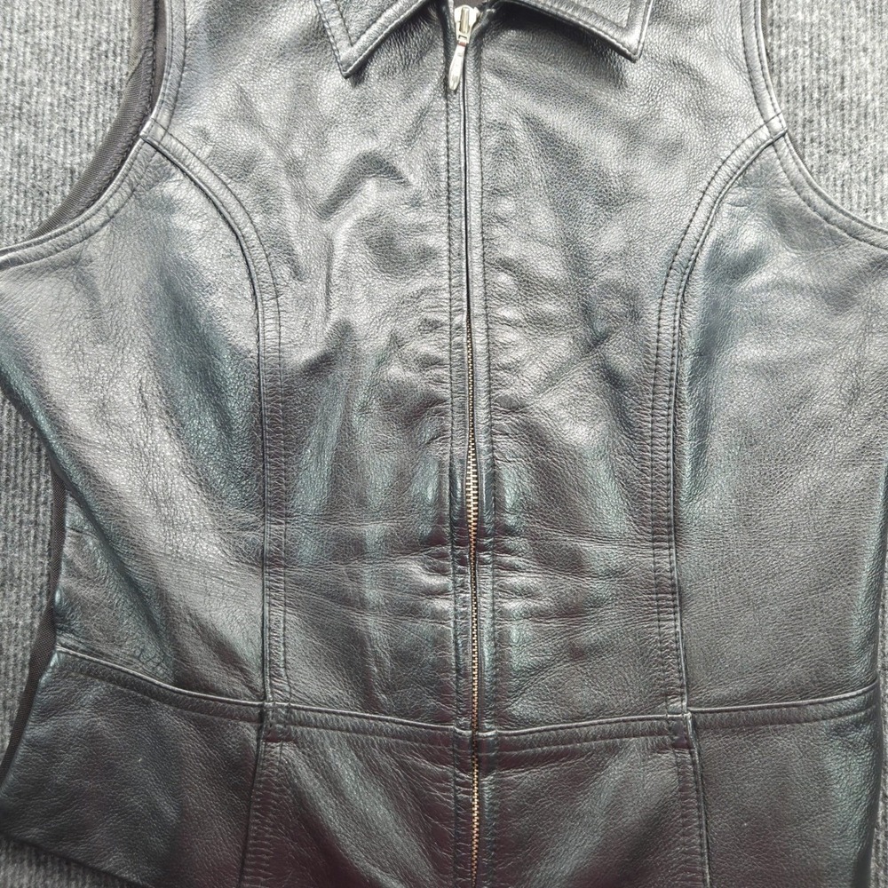 Wilsons‎ Leather Womens Black Leather Front Zip Vest Size M